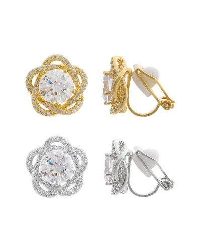 Jankuo Plated Cz 2 Clips Set Earrings In Gold