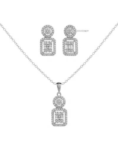Jankuo Plated Cz Earrings & Necklace Set Earrings & Necklace In Metallic