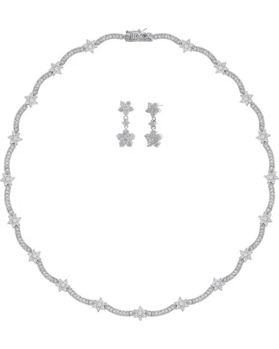 Jankuo Plated Cz Earrings And Necklace Set Earrings And Necklace In Metallic