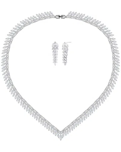 Jankuo Plated Cz Earrings & Necklace Set In Metallic
