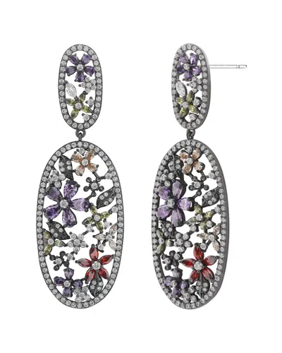 Jankuo Plated Cz Marquise Flower Leaf Post Earrings In Silver