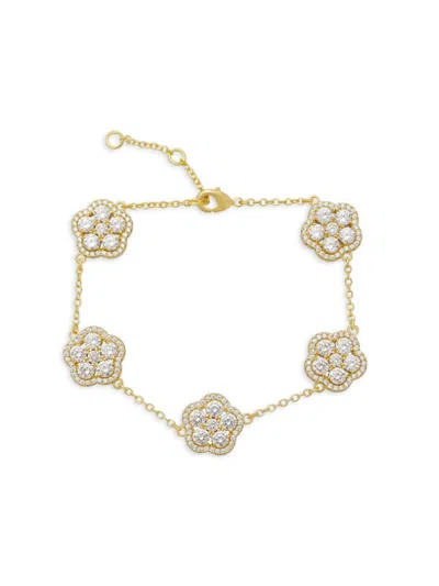 Jankuo Women's 14k Goldplated & Cubic Zirconia Flower Bracelet In Brass