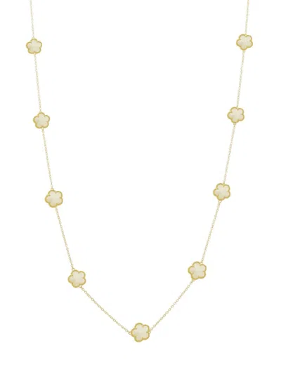 Jankuo Women's 14k Goldplated & Mother Of Pearl Double Wrap Station Necklace In Brass