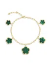Jankuo Women's 14k Goldplated & Synthetic Emerald Charm Bracelet In Green