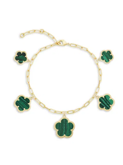 Jankuo Women's 14k Goldplated & Synthetic Emerald Charm Bracelet In Green