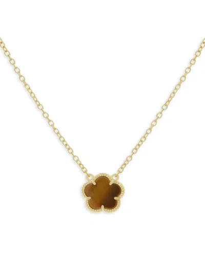 Jankuo Women's 14k Goldplated & Tiger Eye Flower Necklace In Brass