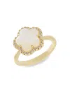JANKUO WOMEN'S 14K GOLDPLATED, CUBIC ZIRCONIA & MOTHER OF PEARL CLOVER RING