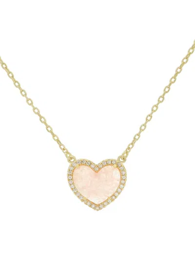 Jankuo Women's 14k Goldplated, Pink Crystal & Cubic Zirconia Heart Pendant Necklace