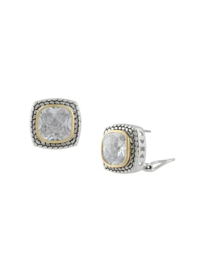 Jankuo Women's 14k Goldplated, Rhodium Plated & Cubic Zirconia French Clip Earrings In Brass