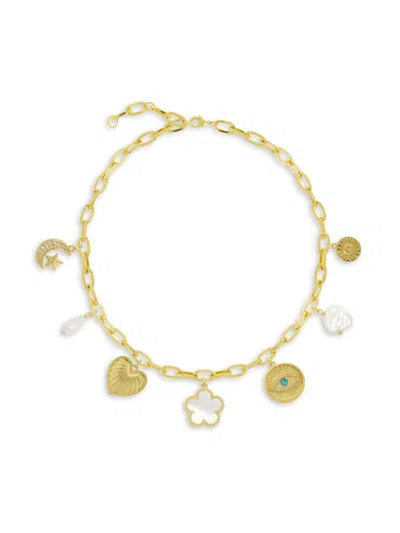 Jankuo Women's 14k Yellow Goldplated Brass & Flower Mother-of-pearl Charm Necklace