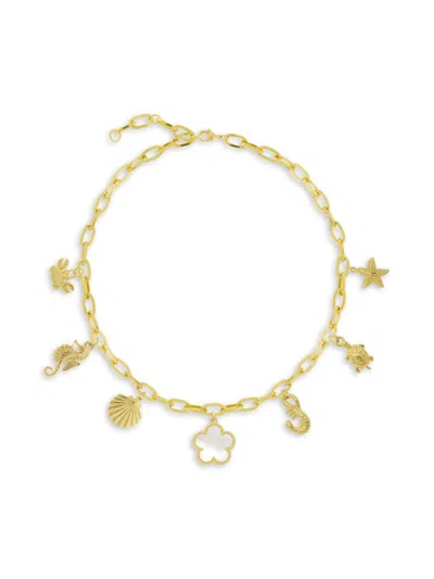 Jankuo Women's 14k Yellow Goldplated Brass & Mother-of-pearl Flower Charm Necklace