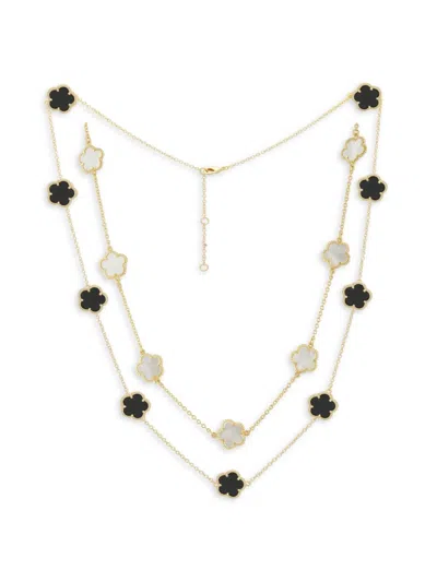 Jankuo Women's 2-piece Flower 14k Goldplated Station Necklace Set In Brass