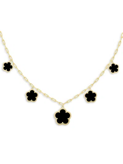 Jankuo Women's Flower 14k Gold-plated Onyx Necklace