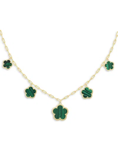 Jankuo Women's Flower 14k Gold-plated Synthetic Emerald Floral Necklace
