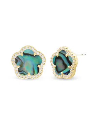 Jankuo Women's Flower 14k Goldplated, Abalone & Cubic Zirconia Stud Earrings