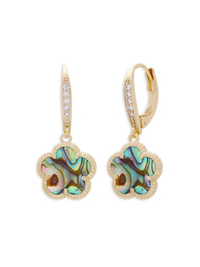 Jankuo Women's Flower 14k Goldplated, Abalone Stone & Cubic Zirconia Drop Earrings In Brass