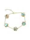 Jankuo Women's Flower 14k Goldplated & Abalone Stone Clover Bracelet In Brass