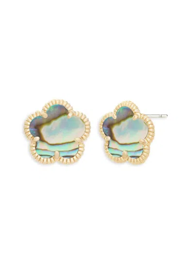 Jankuo Women's Flower 14k Goldplated & Abalone Stud Earrings In Brass