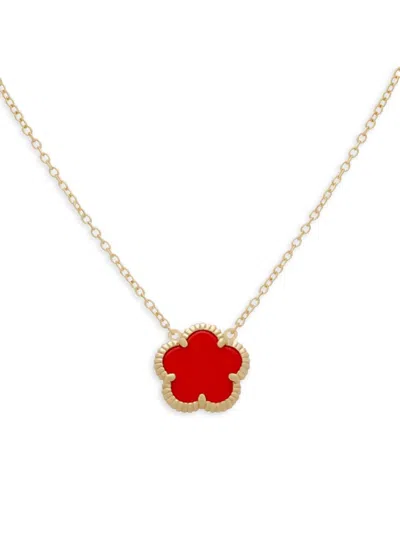 Jankuo Women's Flower 14k Goldplated & Agate Pendant Necklace In Brass