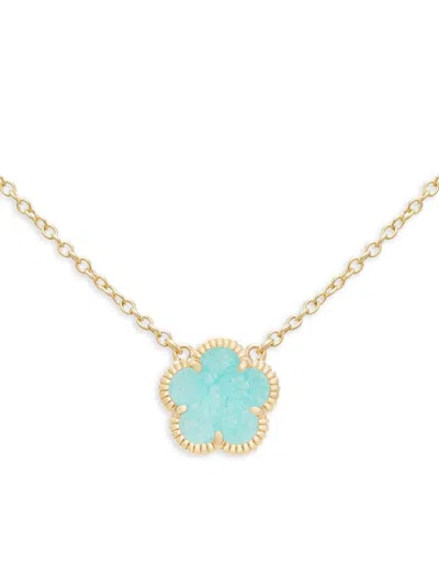 Jankuo Women's Flower 14k Goldplated & Agate Pendant Necklace In Teal