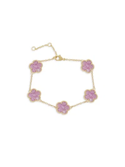 Jankuo Women's Flower 14k Goldplated & Amethyst Bracelet