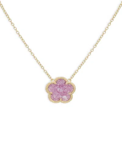 Jankuo Women's Flower 14k Goldplated & Amethyst Crystal Pendant Necklace