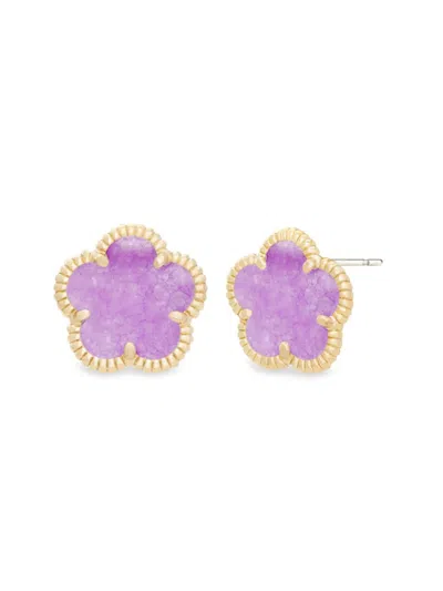Jankuo Women's Flower 14k Goldplated & Amethyst Stud Earrings