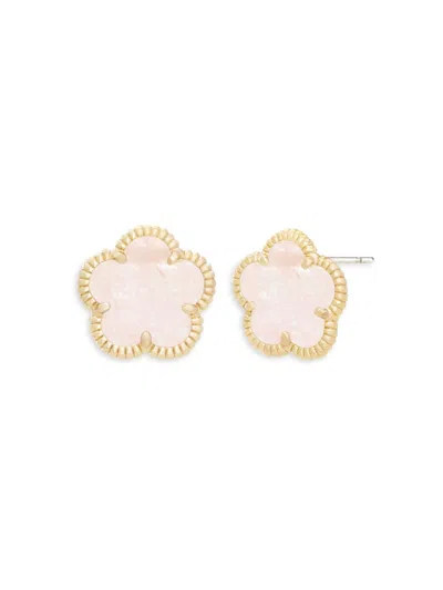 Jankuo Women's Flower 14k Goldplated & Crystal Stud Earrings In Brass