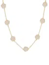 Jankuo Women's Flower 14k Goldplated & Cubic Zirconia Clover Necklace In Brass