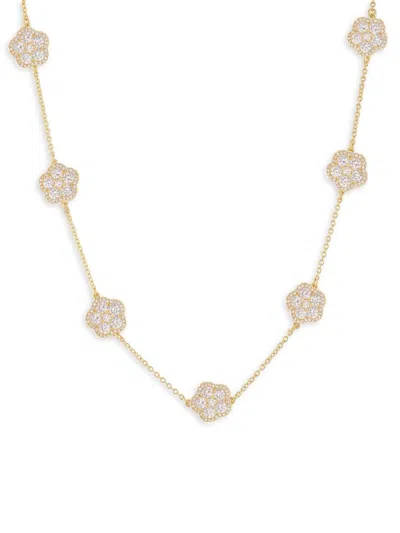 Jankuo Women's Flower 14k Goldplated & Cubic Zirconia Clover Necklace In Brass