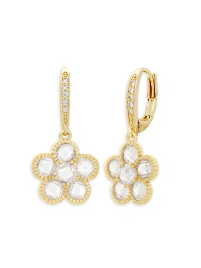 Jankuo Women's Flower 14k Goldplated & Cubic Zirconia Drop Earrings In Silver