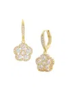 JANKUO WOMEN'S FLOWER 14K GOLDPLATED & CUBIC ZIRCONIA HOOP EARRINGS