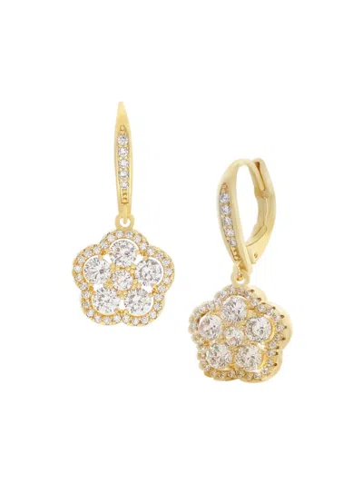 Jankuo Women's Flower 14k Goldplated & Cubic Zirconia Hoop Earrings In Brass