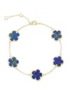 Jankuo Women's Flower 14k Goldplated & Lazurite Bracelet In Brass