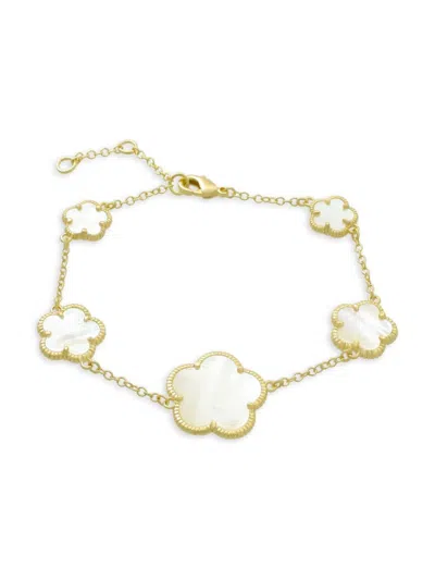 Jankuo Women's Flower 14k Goldplated & Mother Of Pearl Bracelet In Brass