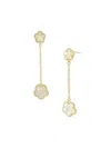 Jankuo Women's Flower 14k Goldplated & Mother Of Pearl Drop Earrings In Brass