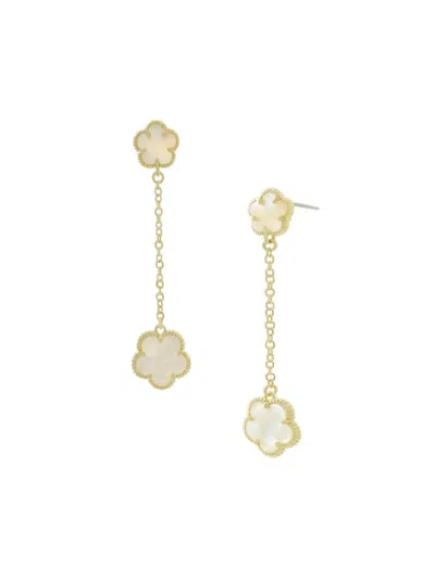 Jankuo Women's Flower 14k Goldplated & Mother Of Pearl Drop Earrings In Brass
