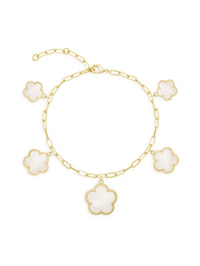 Jankuo Women's Flower 14k Goldplated & Mother-of-pearl Link Chain Bracelet