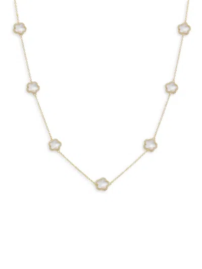 Jankuo Women's Flower 14k Goldplated & Mother Of Pearl Station Necklace In Brass