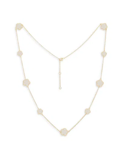 Jankuo Women's Flower 14k Goldplated & Mother Of Pearl Station Necklace In Brass