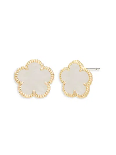 Jankuo Women's Flower 14k Goldplated & Mother Of Pearl Stud Earrings In Brass