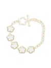 Jankuo Women's Flower 14k Goldplated & Mother Of Pearl Toggle Bracelet In Brass