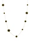 Jankuo Women's Flower 14k Goldplated & Onyx Double Wrap Station Necklace In Onyx