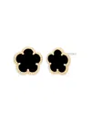 Jankuo 14k Plated Onyx Stud-post Earrings In Black