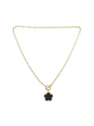 Jankuo Women's Flower 14k Goldplated & Onyx Toggle Chain Necklace