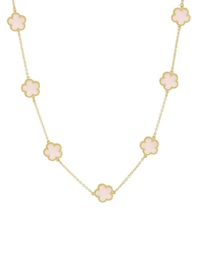 Jankuo Women's Flower 14k Goldplated & Pink Crystal Station Necklace
