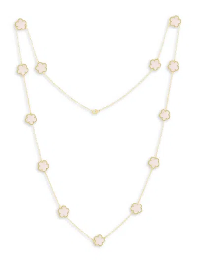 Jankuo Women's Flower 14k Goldplated & Pink Quartz Station Necklace