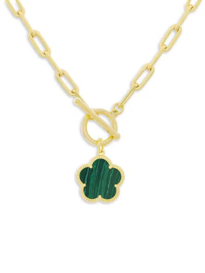 Jankuo Women's Flower 14k Goldplated & Synthetic Emerald Necklace