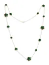 JANKUO WOMEN'S FLOWER 14K GOLDPLATED & SYNTHETIC EMERALDS STATION NECKLACE