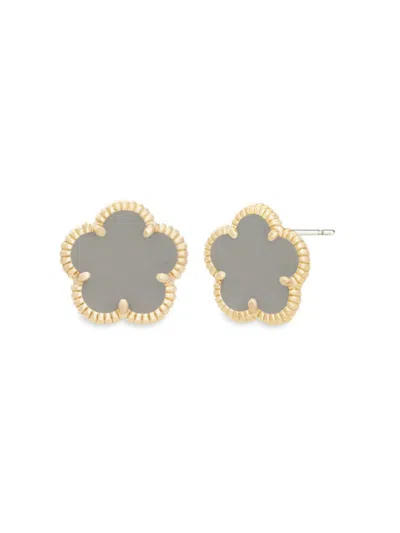 Jankuo Women's Flower 14k Goldplated & Synthetic Flower Stud Earrings In Grey